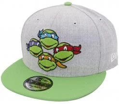 New Era Turtles Head TMNT Heather Grey Snapback Cap 9fifty 950 OSFA Exclusive Limited Edition