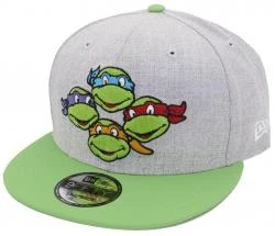New Era Turtles Head TMNT Heather Grey Snapback Cap 9fifty 950 OSFA Exclusive Limited Edition