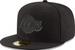 New Era Los Angeles Lakers Black On Black Cap 59fifty 5950 Fitted Men Special Limited Edition